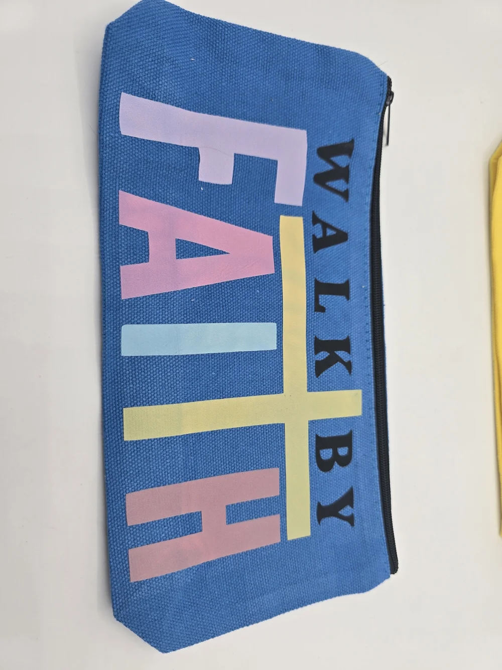 3 Pack Faith-Themed Yellow & Blue Cosmetic Or Pencil Pouches - Unbranded - New